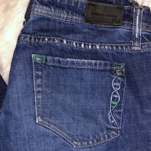 Genetic Denim Blue Jeans with Green Accent Stitching